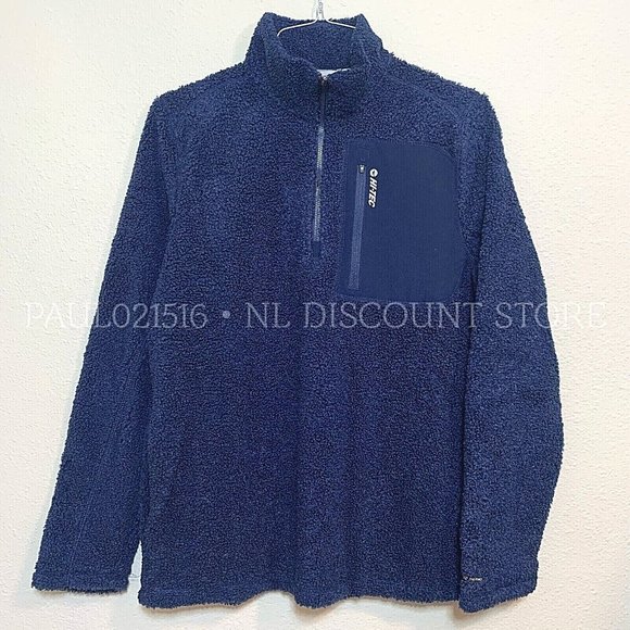 HI-TEC Men’s Thermo Fleece ¼ Zip Pullover Sweater, Navy - Picture 1 of 5